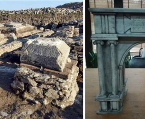 The remains of the Roman triumphal arch found in Serbia.     Source: Serbia Archaeological Institute.