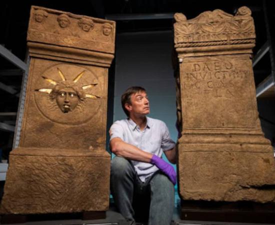 The Roman altars found at Inveresk, Scotland.