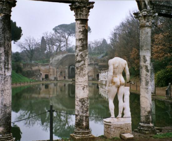 Canopus of the Villa Adriana with a view of the Serapeion, where Hadrian's latrine is situated.