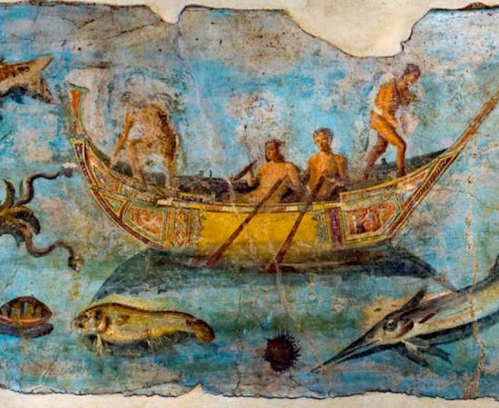 Representative image - part of wall painting from Room E, Baths of the Port of St Paul (Pietra Papa) Rome