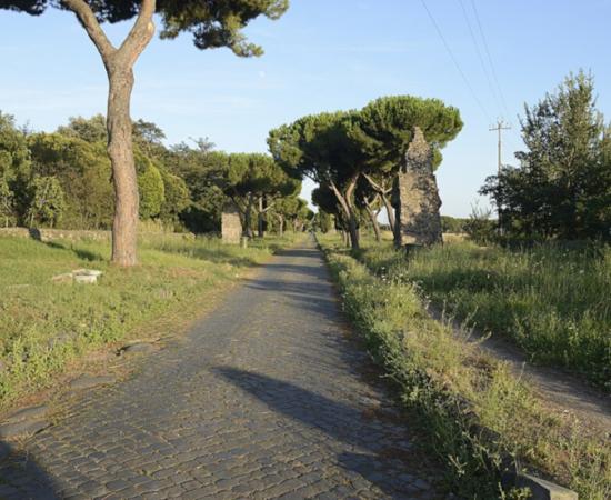 The Appian Way, a major artery in the Roman road network.