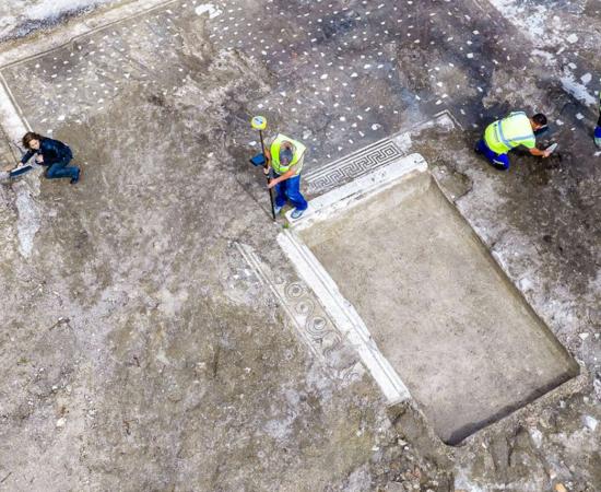 Aerial view of the Roman villa at Castel di Guido, near Rome