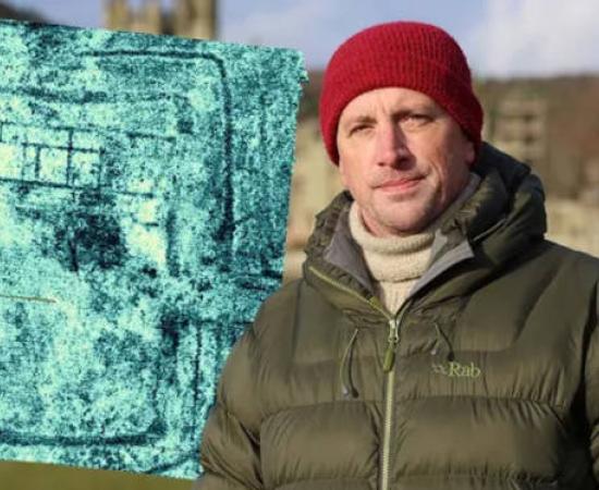 Project leader Dr Langlands at the Margam Country Park site, near Port Talbot, Wales