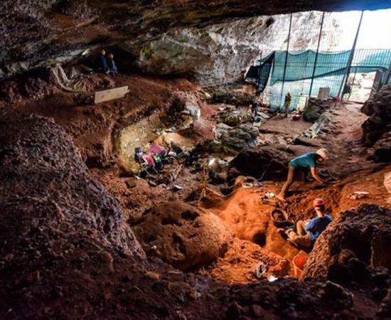 View of the Romanelli Cave in Italy. 	Source: Sigari et. al. / Antiquity Publications Ltd