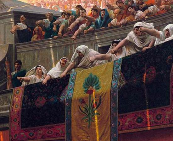 Detail of ‘Pollice Verso (Thumbs Down)’ by Jean-Léon Gérôme. Source: Public Domain