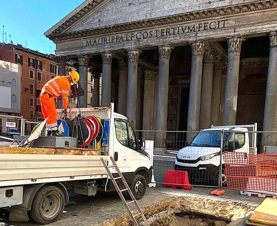 An ancient imperial floor has been discovered in the latest Rome sinkhole, right in front of the Pantheon.        Source: Virginia Raggi