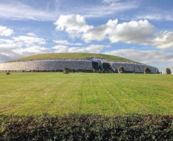 The Newgrange prehistoric monument in Ireland is a large circular mound containing a chamber