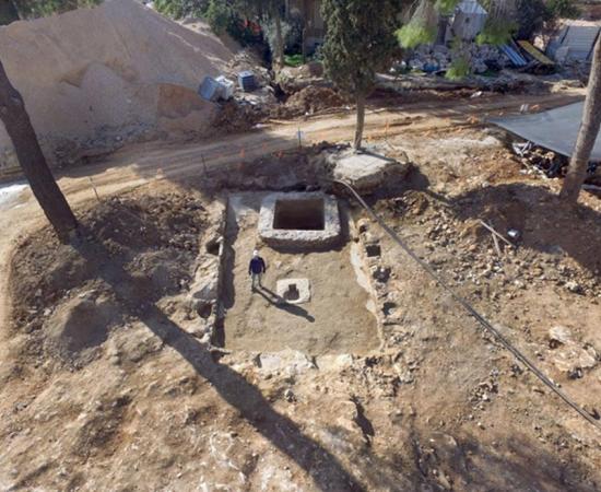 Aerial view of the winery at the Schneller Compound in Jerusalem. 
