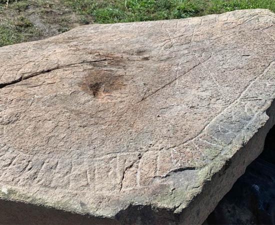 The Viking runestone was discovered by a farmer in southern Sweden when plowing his field. 	Source: Ingemar Lundgren / Västervik Museum