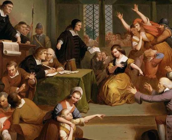 The Salem Witch Trials: "Trial of George Jacobs, August 5, 1692" by Thomkins H. Matteson. Source: Public domain