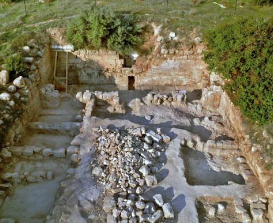 The recently excavated forecourt of the Cave of Salome.