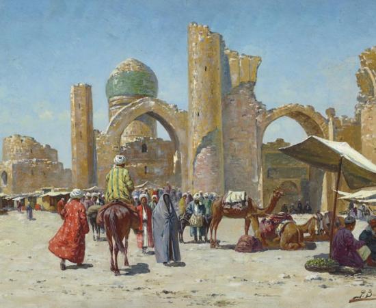 A view of the Bibi-Khanum Mosque, Samarkand. 