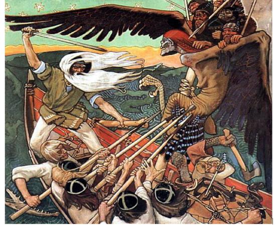 The Defense of the Sampo, magical artifact of Finnish folklore. 