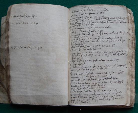 Two pages of Samuel Ward’s notebook showing his translation of part of the King James Version of the Bible 