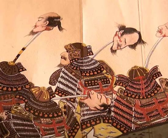 The Samurai would collect enemy heads. Source: YouTube Screenshot / Smithsonian Channel.