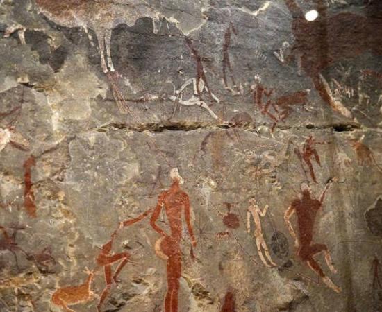 A section of the Linton Panel, with San people dancing, 