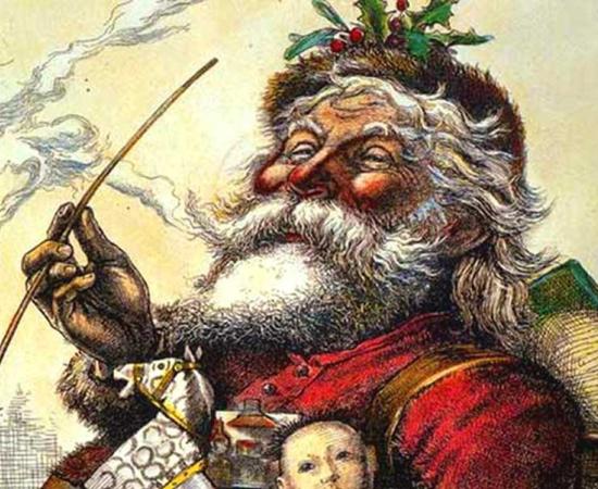 Santa with pipe and the knowing smile of ancient wisdom.
