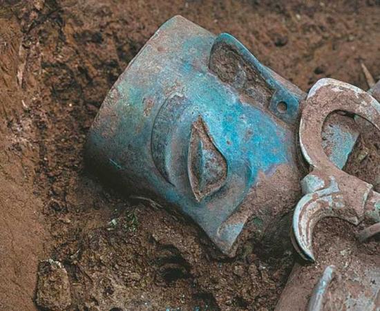 Just one of the stunning metal-crafted artifacts recently found in a small portion of the sacrificial pits area at the Sanxingdui site in southwestern China, which had been almost lost to time until the 1980s. Source: Xinhua / China Daily Post