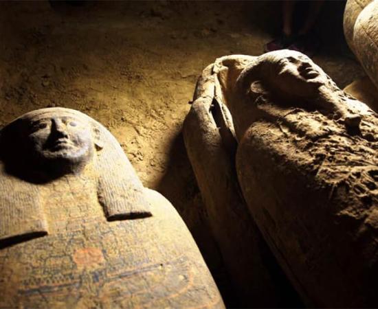 Egyptian archaeologists have discovered at least thirteen 2,500-year-old sealed burial caskets at the Saqqara archaeological zone. Source: Egyptian Ministry of Tourism and Antiquities