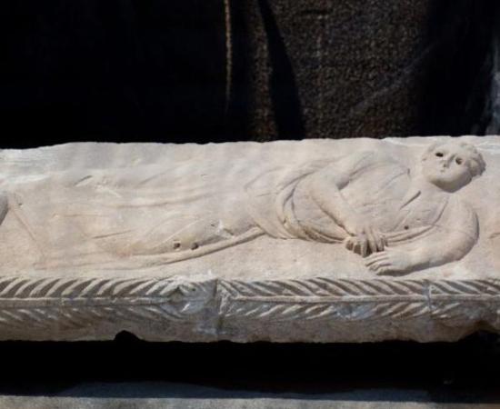 The young man on the 1,800 year old sarcophagus, Ashkelon, Israel 