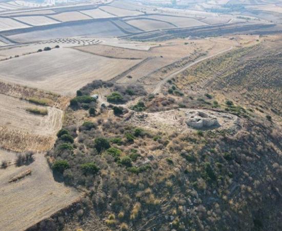 Aerial view of the Nuraghe Barru site in central-southern Sardinia.
