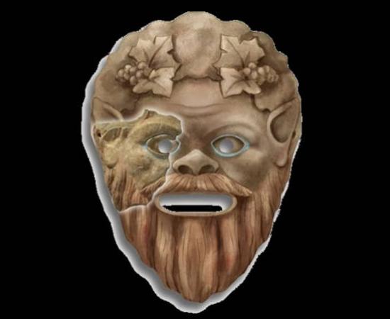 Artistic reconstruction of the 2,200-year-old satyr theater mask discovered in Phanagoria.