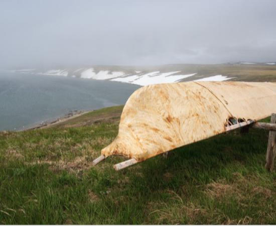 A Baidara, a traditional leather skin boat of the Chukchi and Eskimos