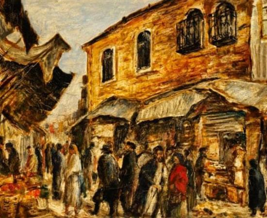 Painting imagining Jerusalem in east London, 20th century.