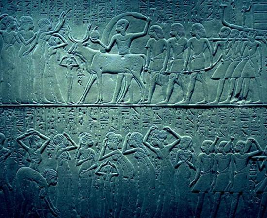 Relief of a funeral procession from the tomb of Merymery in Saqqara; design by Anand Balaji 