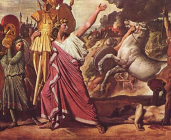 Romulus' Victory Over Acron’ (1812) by Jean Auguste Dominique Ingres. Romulus was the first Roman king. 