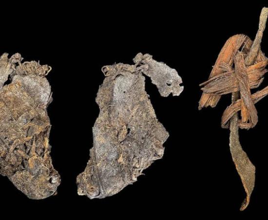 Sewn hide discovered in Oregon's Cougar Mountain Cave rock shelter.