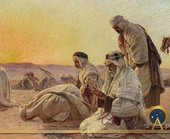 Morning Prayers’ (circa 1936) by Otto Pliny. The Essenes were thought to have had specific prayers related to the sunrise. Source: Public Domain