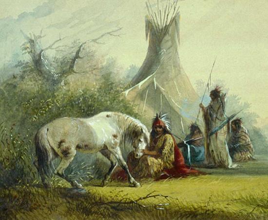 ‘Shoshone Indian and his Pet Horse’ (1858-1860) by Alfred Jacob Miller.
