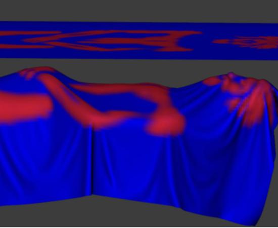 The imprint of the Shroud of Turin made on fabric by a shallow bas-relief. 