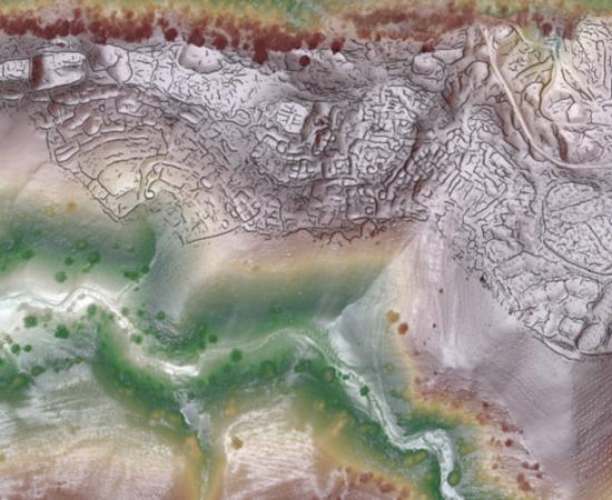 Composite lidar view of Tugunbulak, lost Silk road city in Uzbekistan.