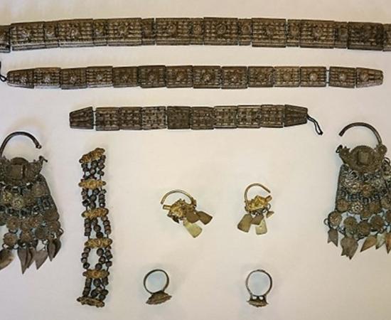 Silver adornments from the 17th century treasure discovered near Montana in Northwest Bulgaria. 