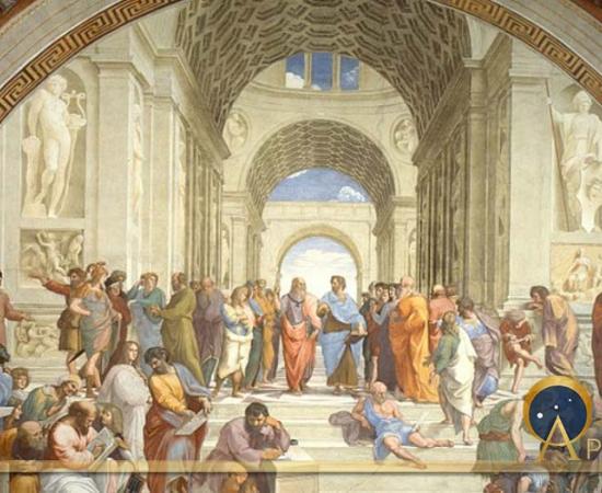 Plato and Aristotle in The School of Athens by Raffaello Sanzio da Urbino (Public Domain)