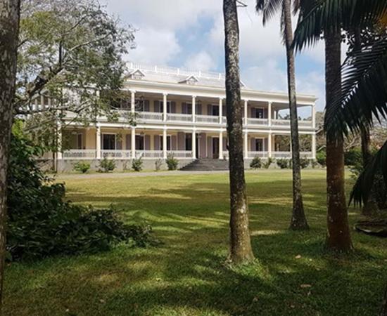 View of the Colonial home on Labourdonnais’ estate reflecting the opulent lifestyle of French sugar cane plantation owners of the 18th century.