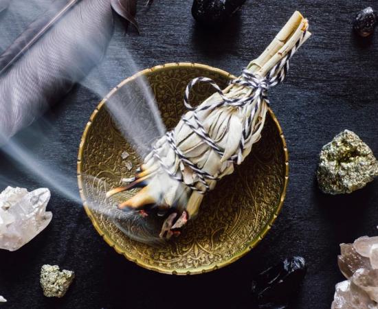 Smudging with white sage