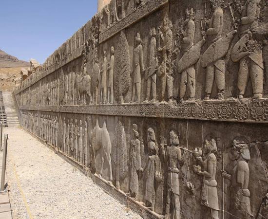 Sogdian merchants on a relief from Persepolis, Iran. 