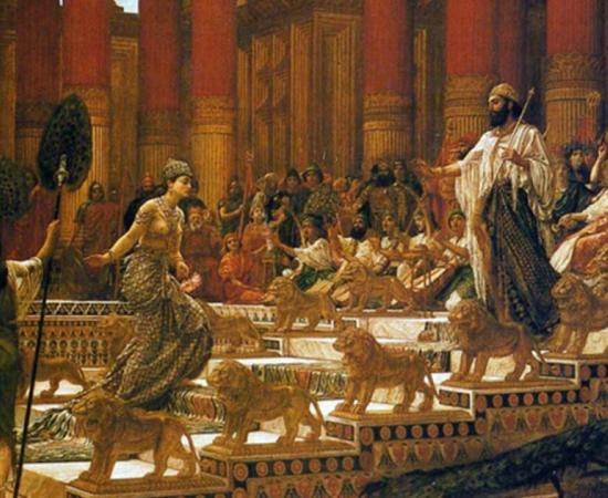The visit of the Queen of Sheba to King Solomon.
