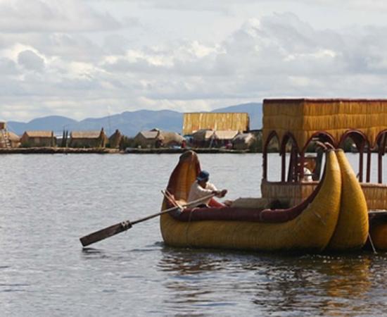 A traditional Uros boat