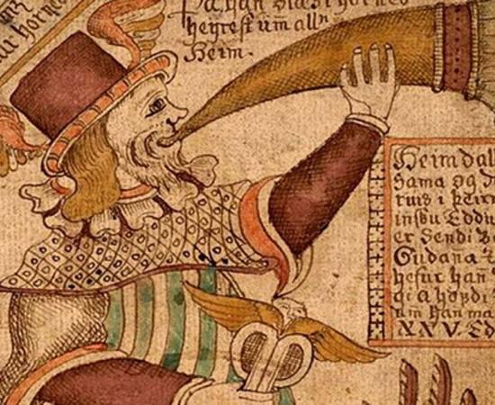 Heimdall blowing Gjallarhorn