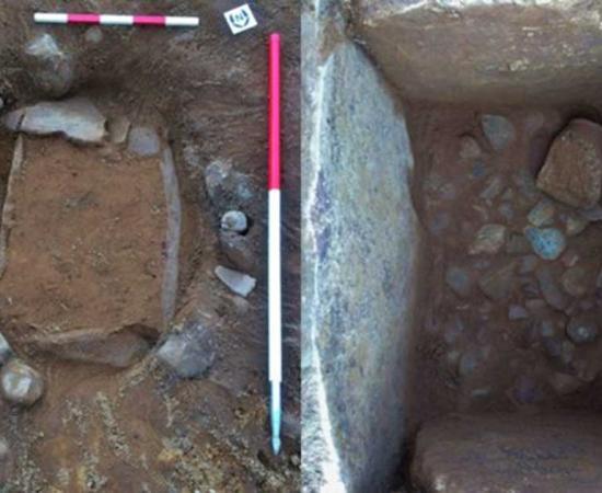 Latest Bronze Age grave found near Loch Ness, left with soil, right after excavation.