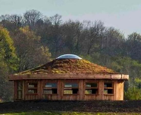 Artistic representation of the future roundhouse set to be built at St. Bride’s Mound in Glastonbury. Source: Friends of St. Bride's Mound