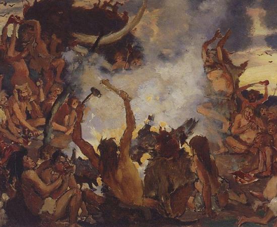 Painting ‘Stone Age: the feast.’ (1883) By Viktor M. Vasnetsov. 
