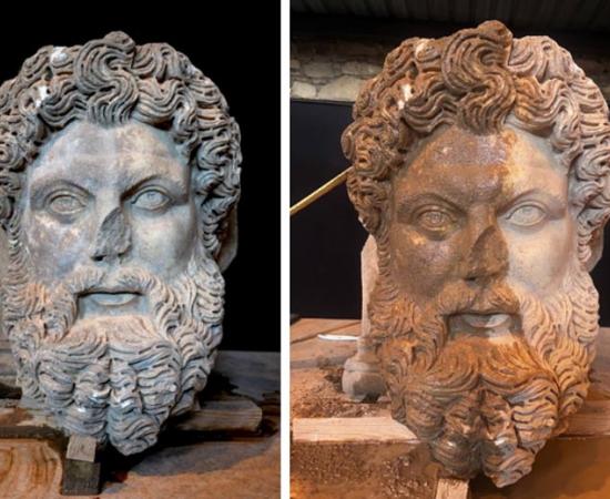 Stone head of Zeus, found in ancient Aphrodisias, Turkey	Source: Minister of Culture and Tourism of Turkey