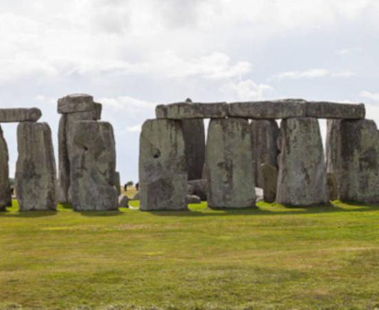 The Neolithic standing stone circle at Stonehenge, on the Salisbury plain in Wiltshire, England.