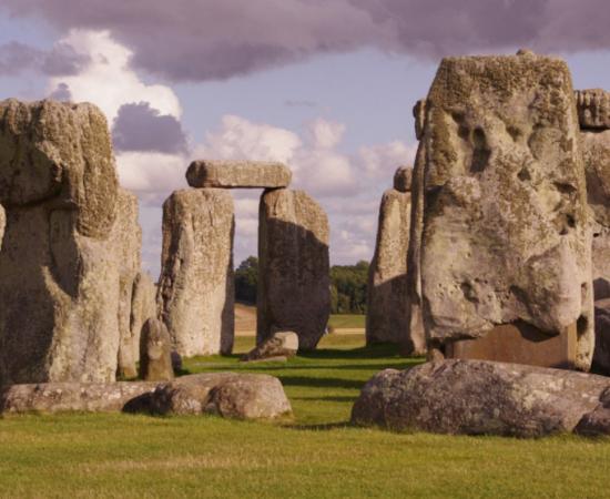 Some of the bluestones at Stonehenge on Salisbury Plain in Wiltshire, England. 
