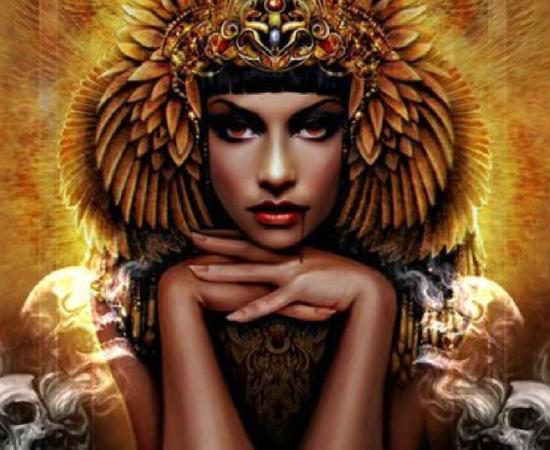 Detail of an artistic representation of an Egyptian vampire queen. Before the Egyptians, there were Sumerian vampires. 